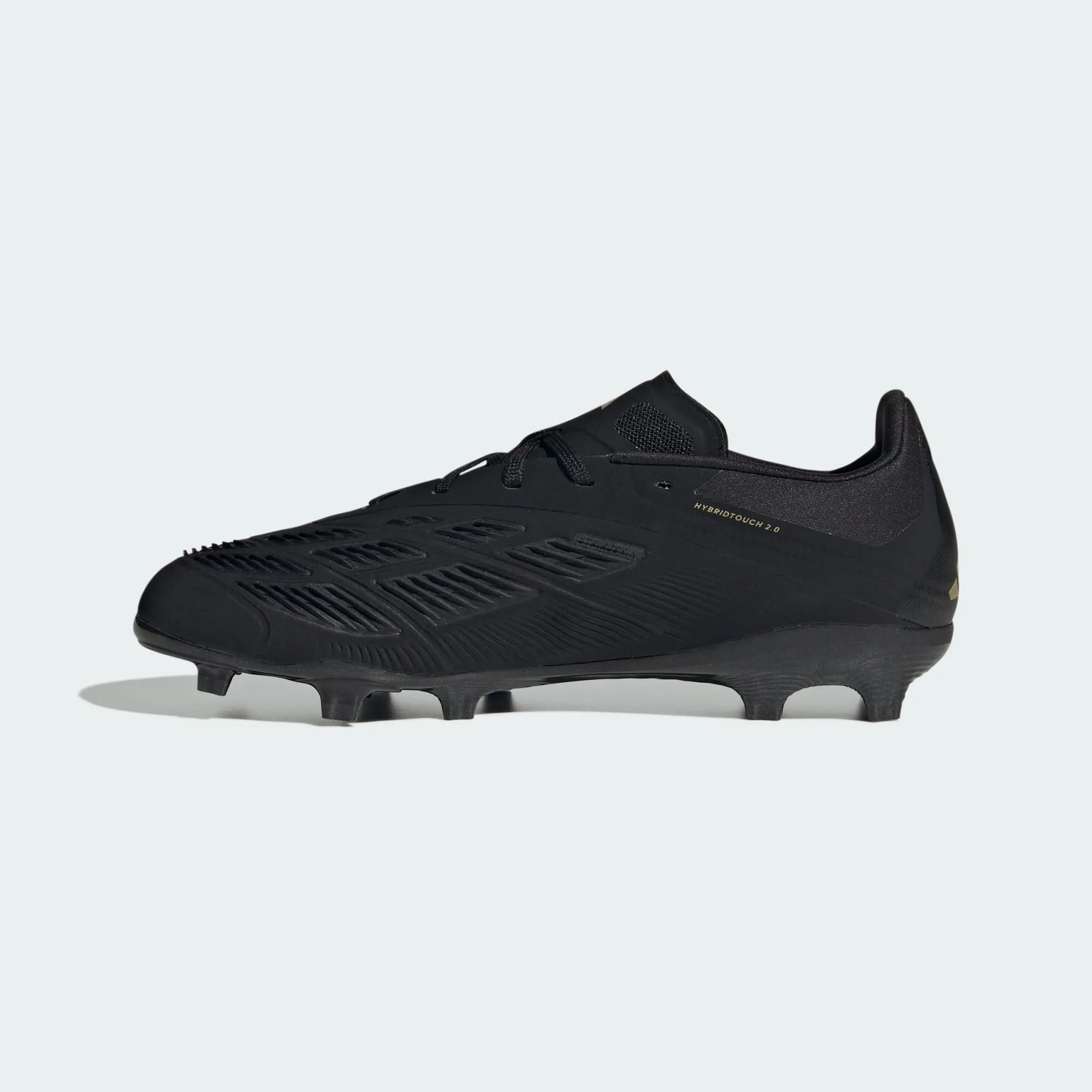 adidas PREDATOR ELITE Firm Ground Soccer Cleats | Core Black-Carbon-Gold Metallic | Kid's Unisex