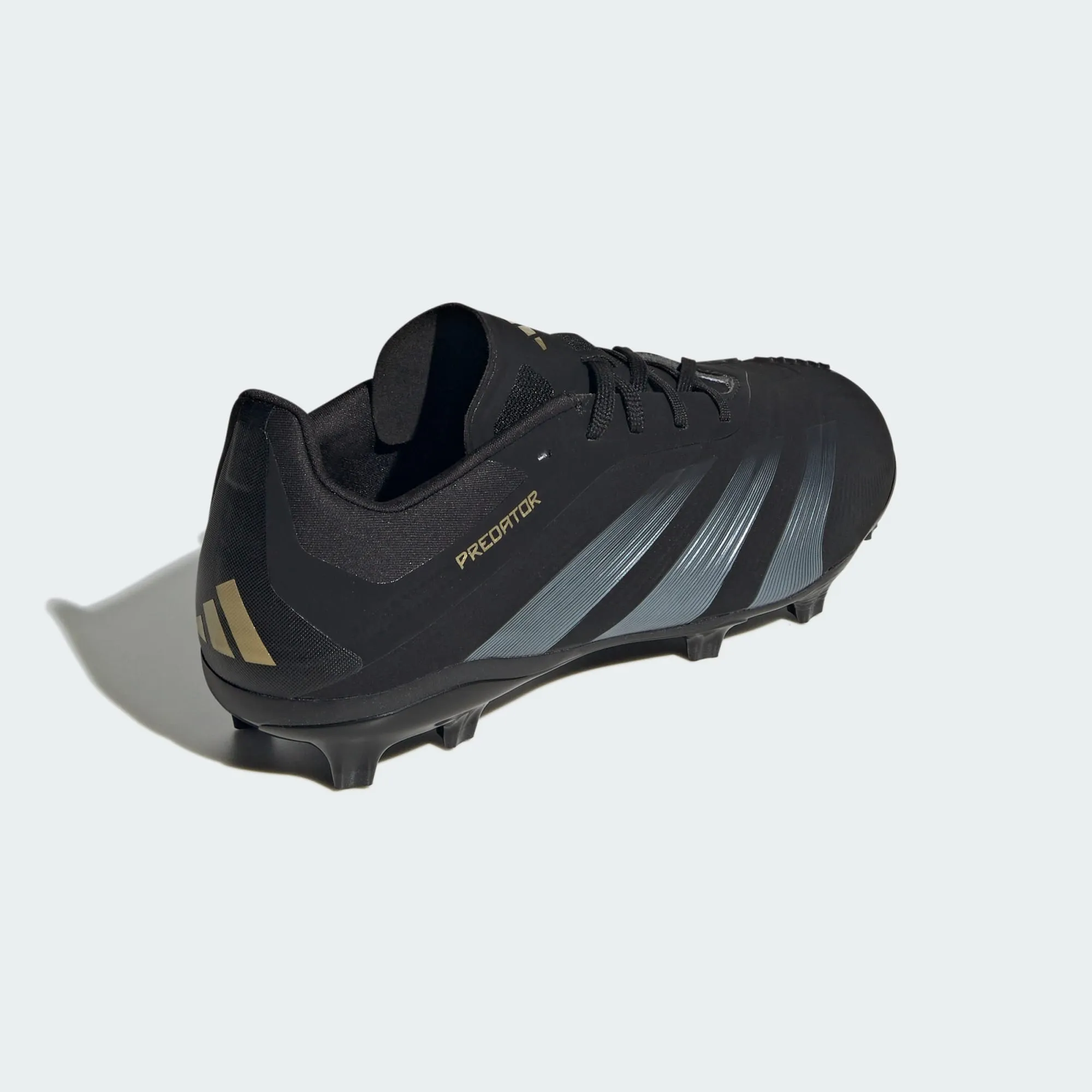 adidas PREDATOR ELITE Firm Ground Soccer Cleats | Core Black-Carbon-Gold Metallic | Kid's Unisex