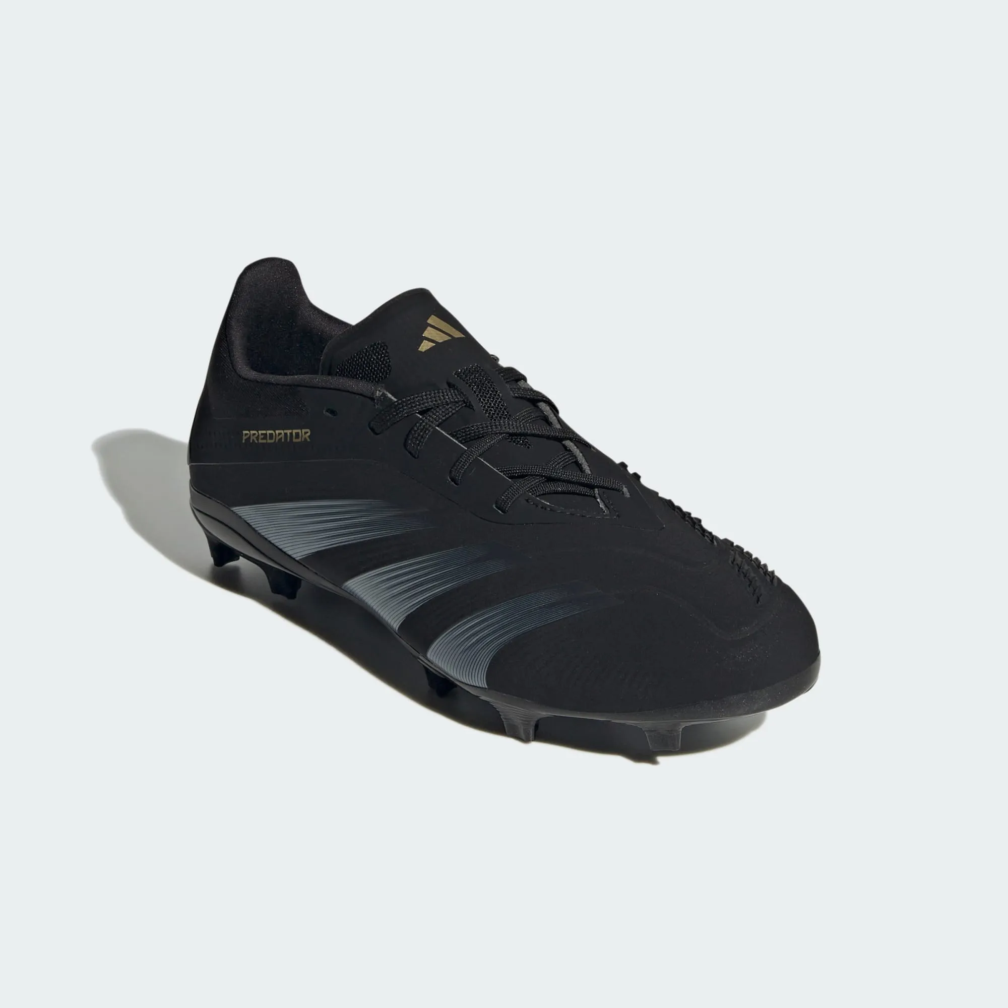 adidas PREDATOR ELITE Firm Ground Soccer Cleats | Core Black-Carbon-Gold Metallic | Kid's Unisex