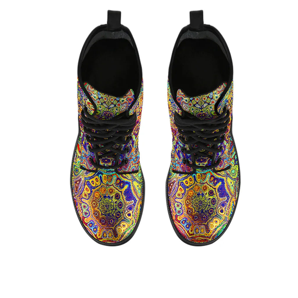 Colorful Playful Geometric Women's Vegan Leather Combat Boots
