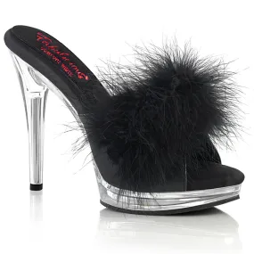 Comfort Width Marabou Slipper Black