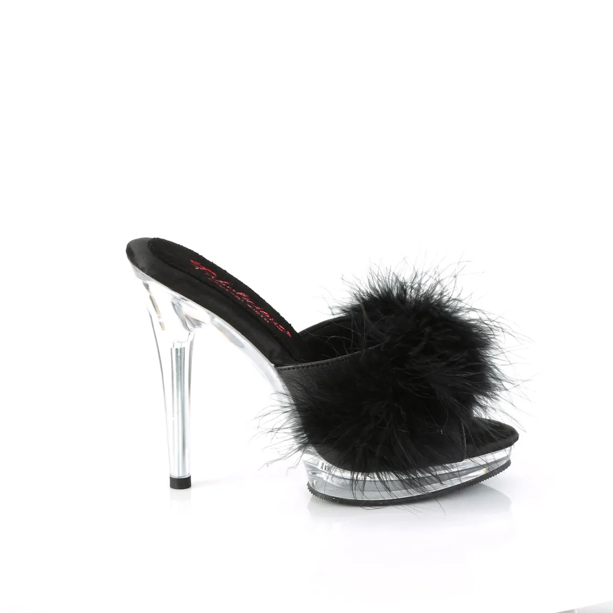 Comfort Width Marabou Slipper Black