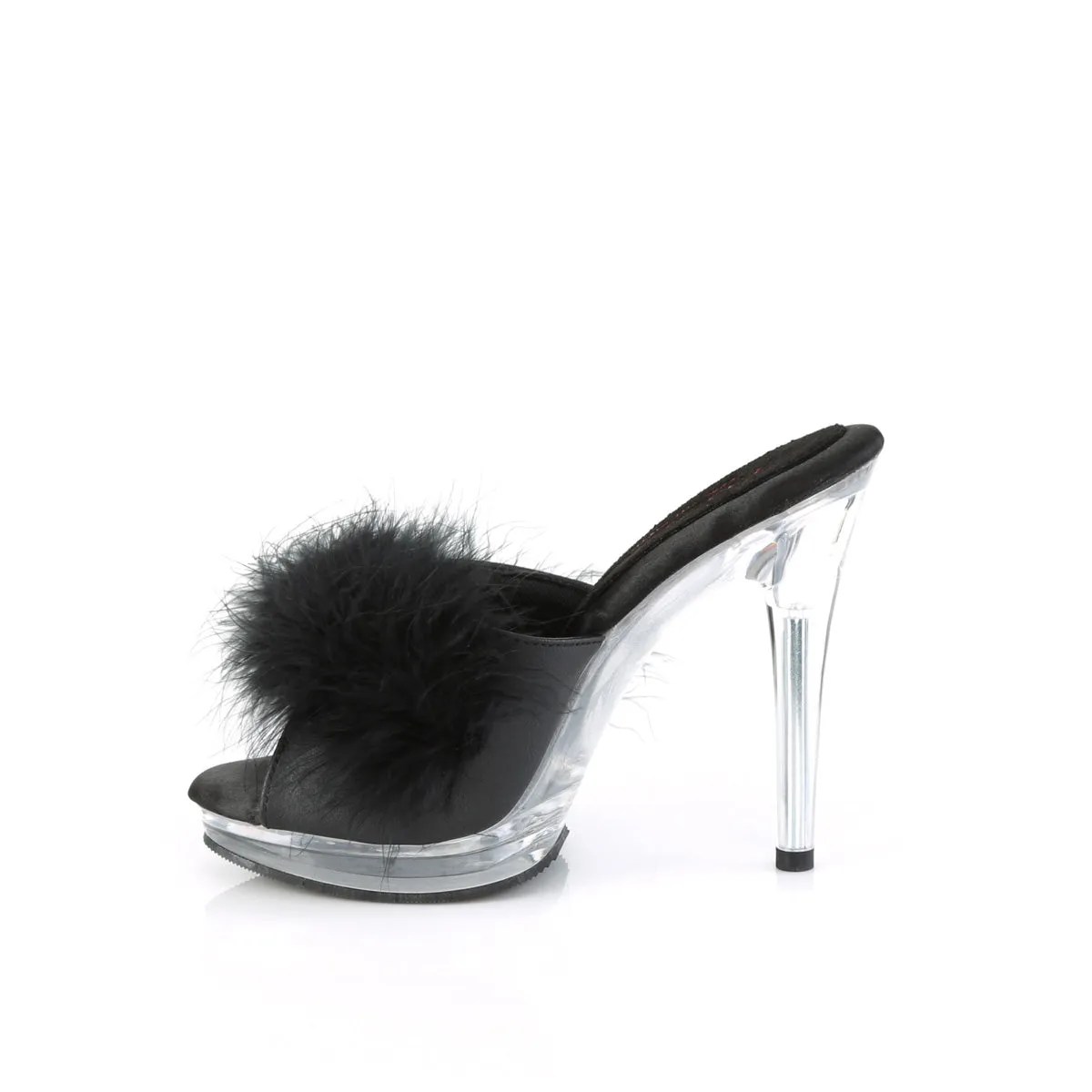 Comfort Width Marabou Slipper Black