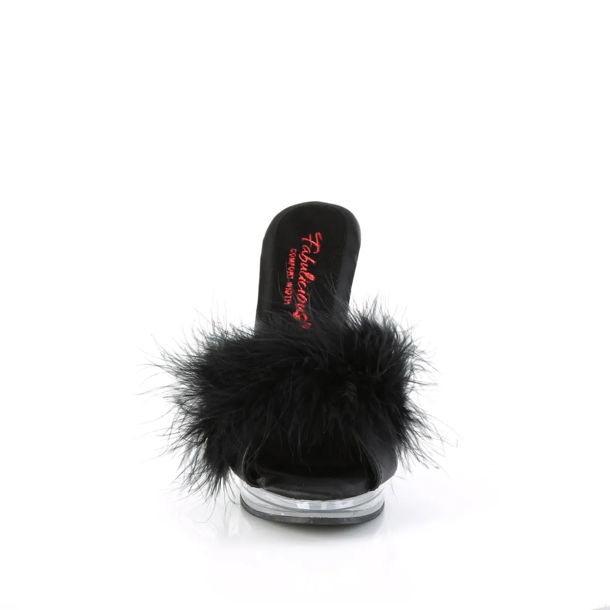 Comfort Width Marabou Slipper Black