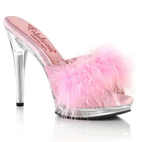 Comfort Width Marabou Slipper Pink
