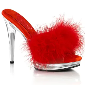 Comfort Width Marabou Slipper Red