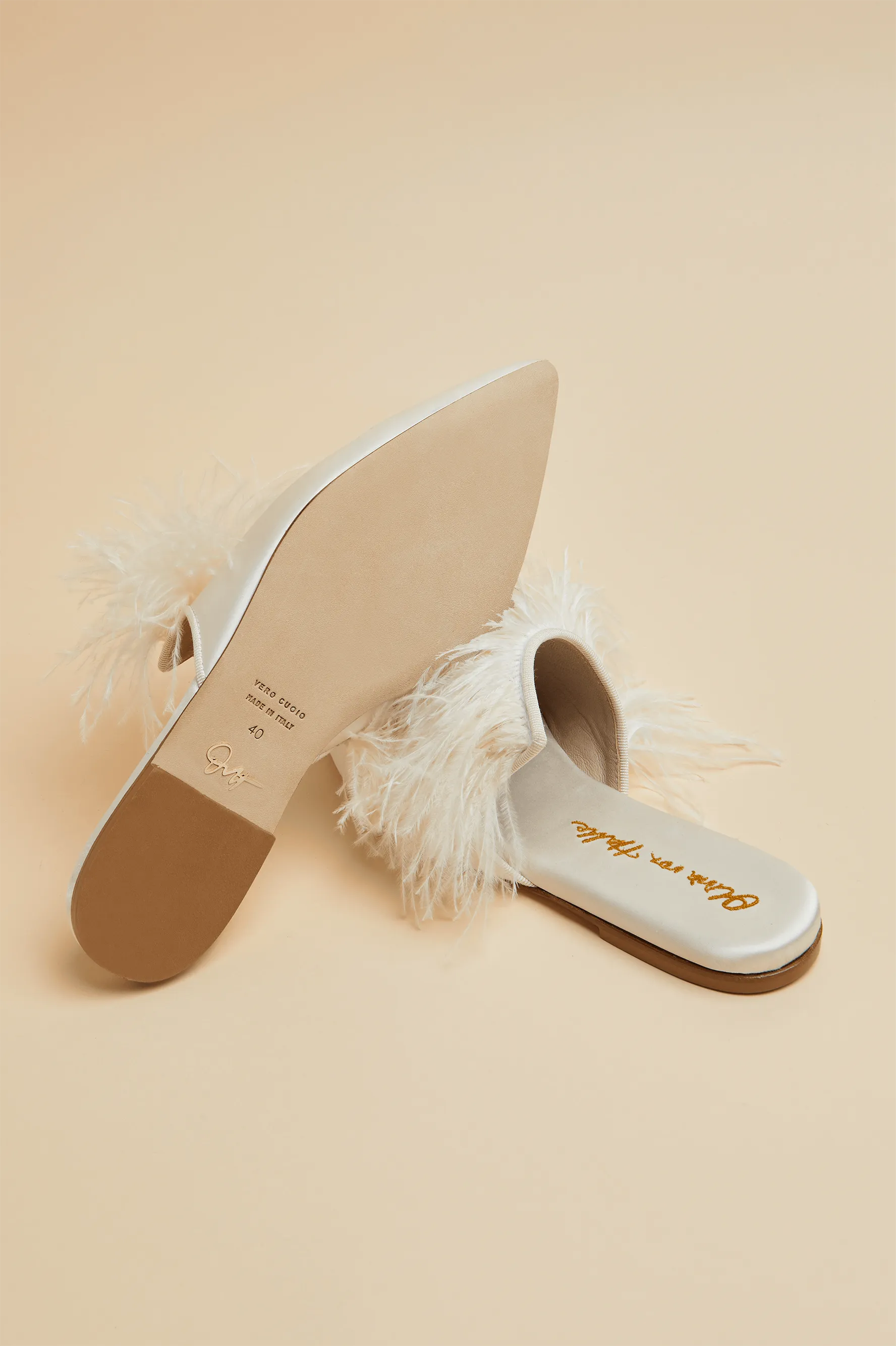 Contessa Juliet White Silk Slippers