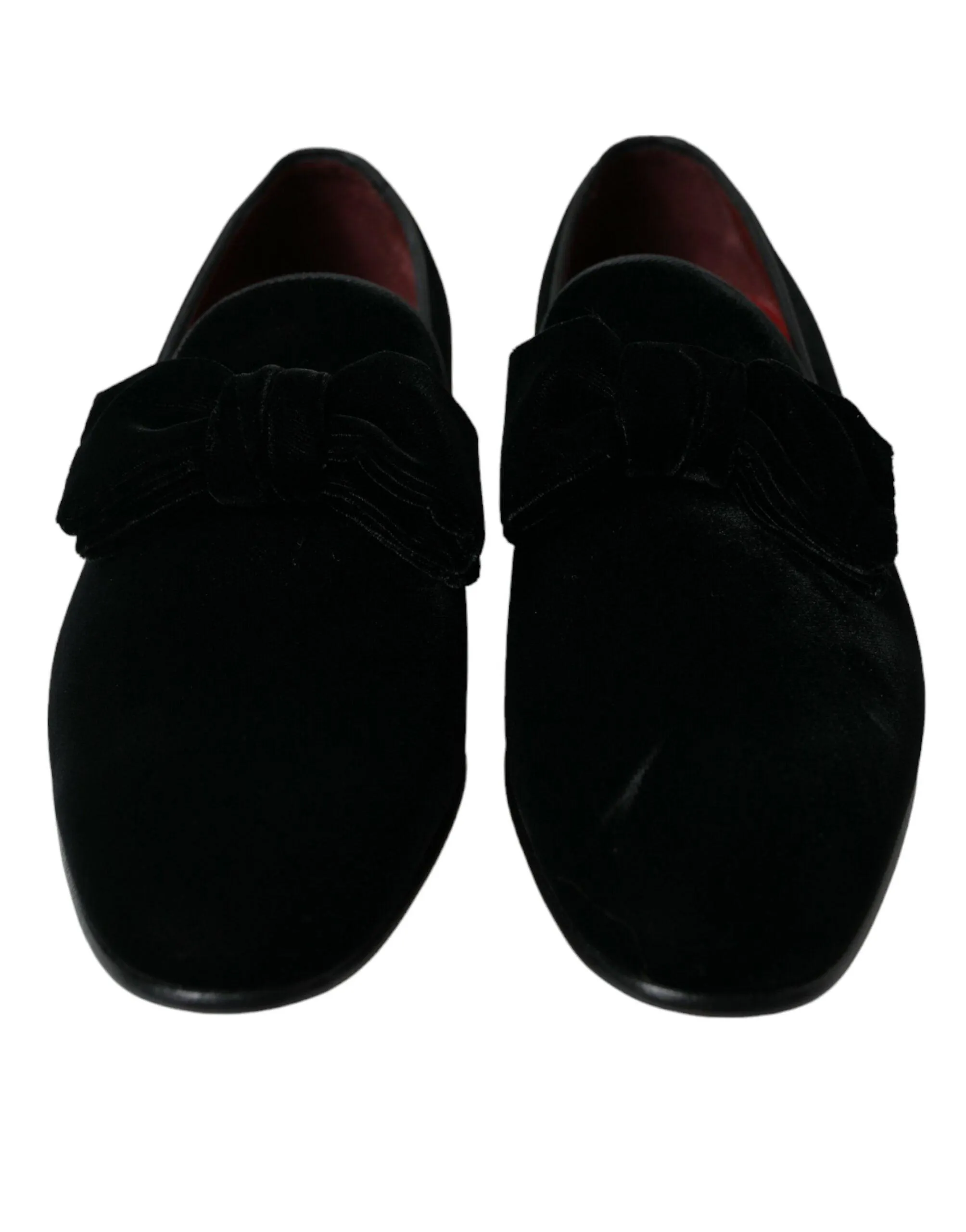 Dolce & Gabbana Elegant Black Velvet Loafers - Herre Luxury Footwear