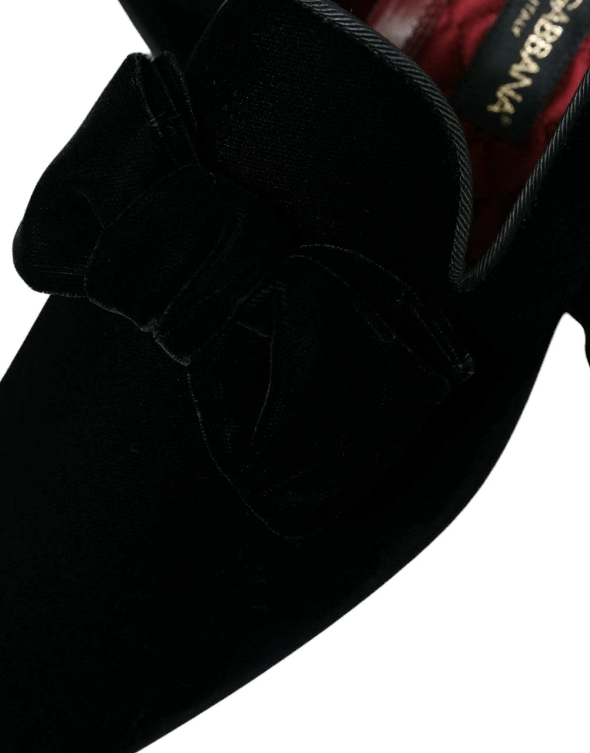Dolce & Gabbana Elegant Black Velvet Loafers - Herre Luxury Footwear