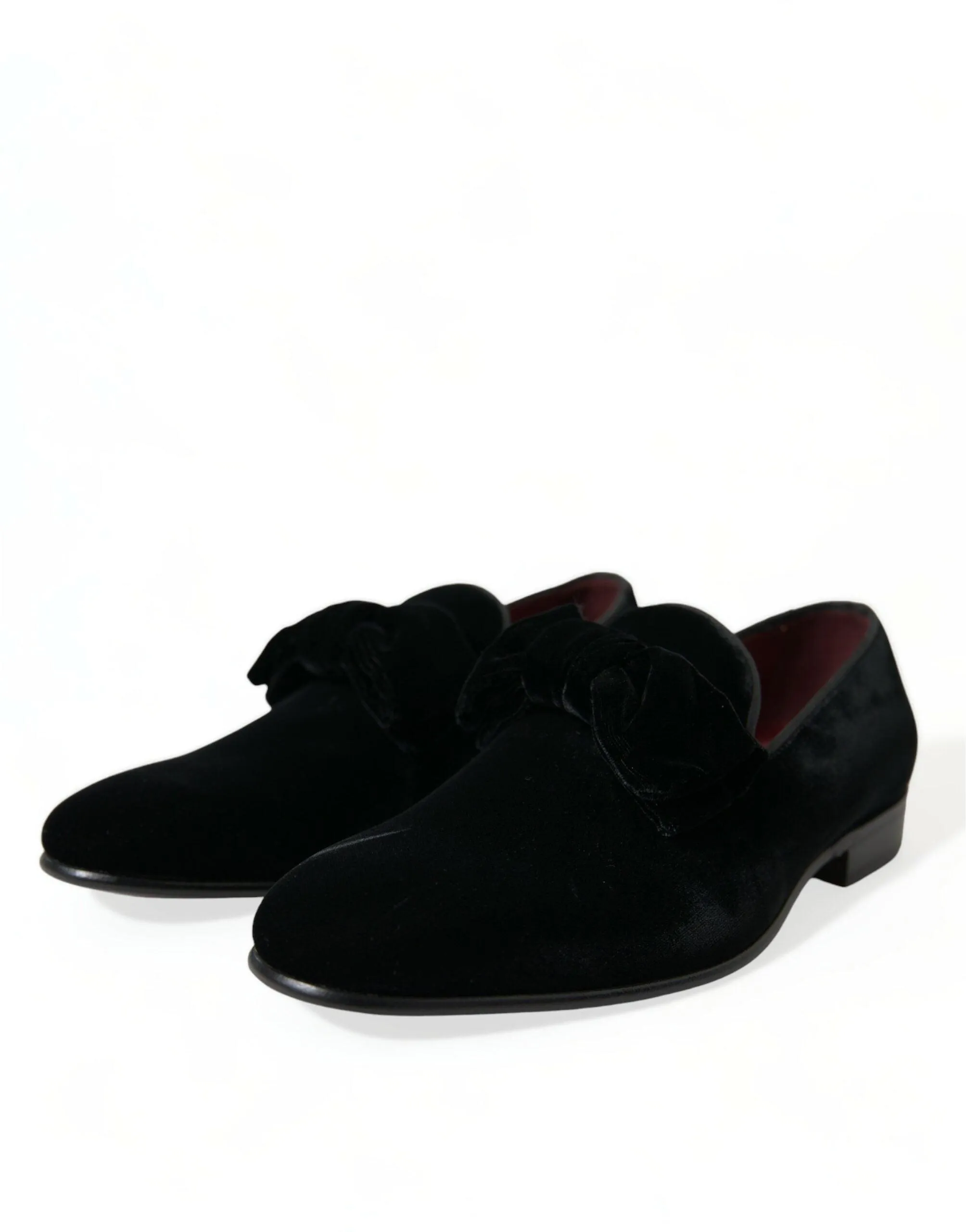 Dolce & Gabbana Elegant Black Velvet Loafers - Herre Luxury Footwear