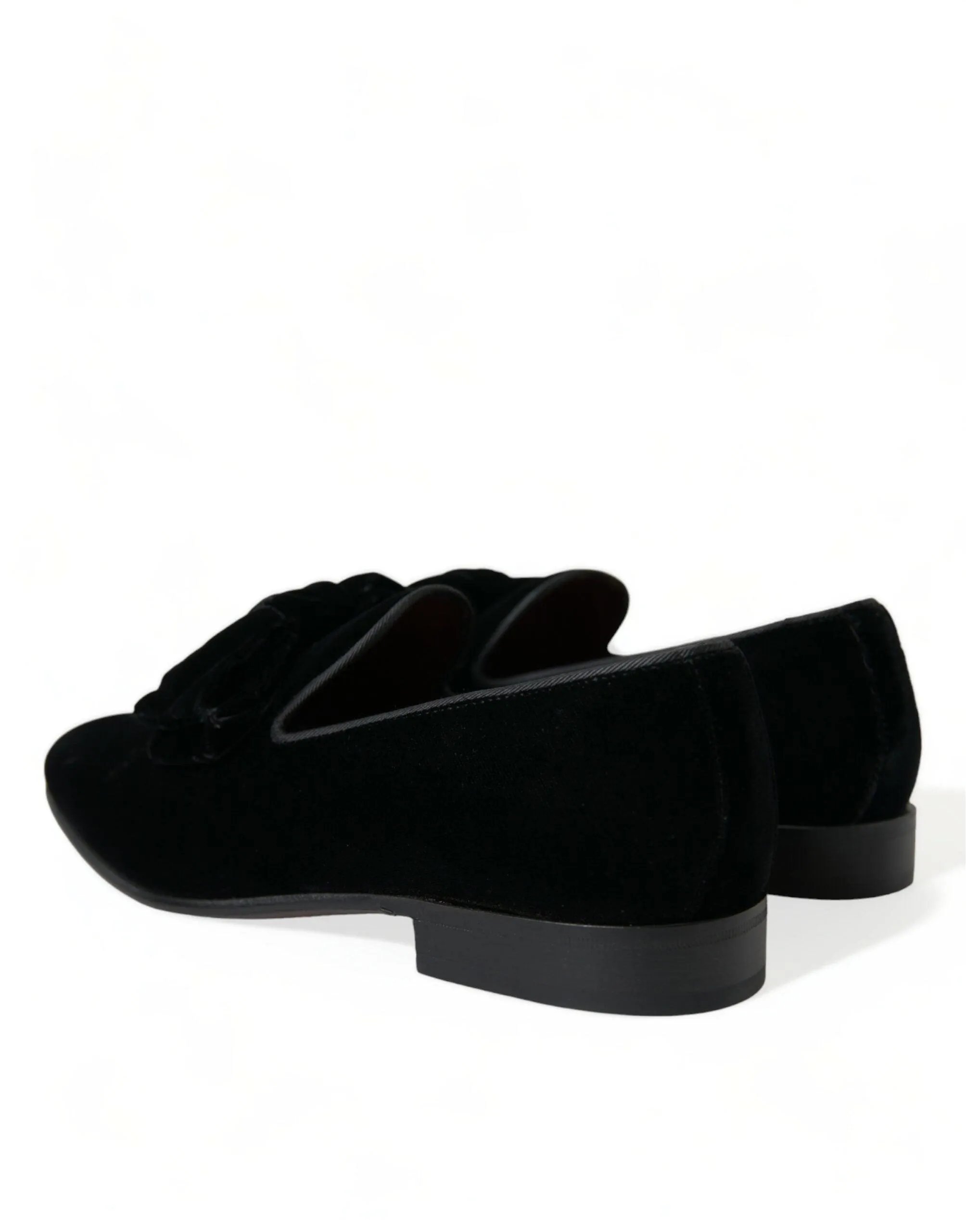 Dolce & Gabbana Elegant Black Velvet Loafers - Herre Luxury Footwear