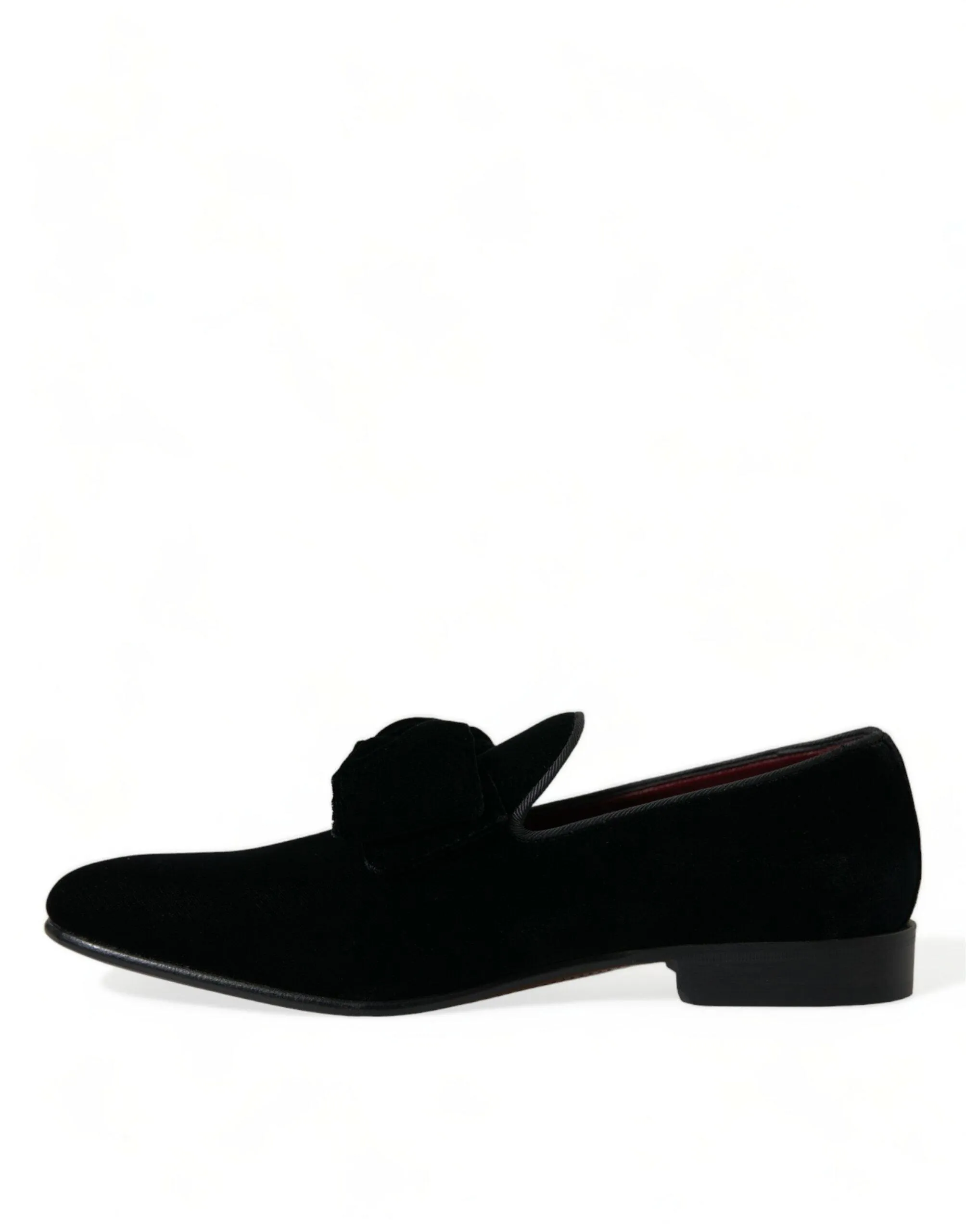 Dolce & Gabbana Elegant Black Velvet Loafers - Herre Luxury Footwear