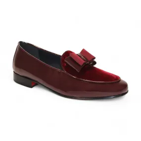 Duca Amalfi Men's Shoes Burgundy Patent Leather-Velvet, Leather Lining Formal Loafers (D1003)