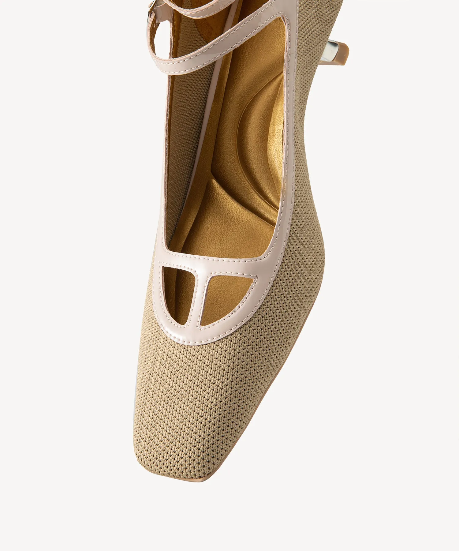 Elegant Square Toe Strap Heeled Pumps