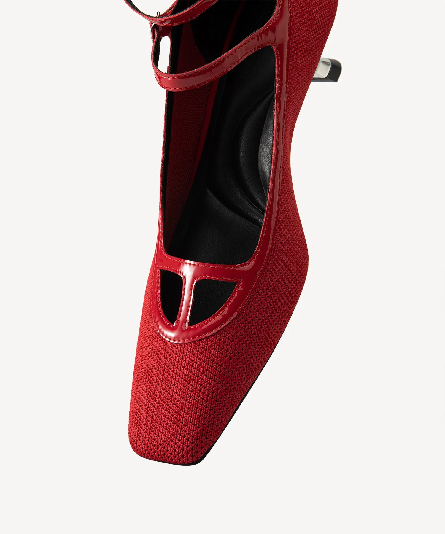 Elegant Square Toe Strap Heeled Pumps