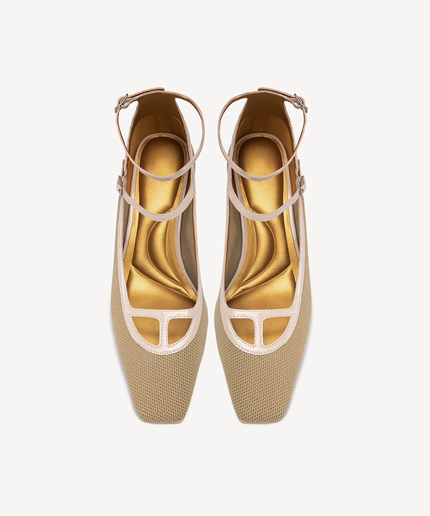 Elegant Square Toe Strap Heeled Pumps