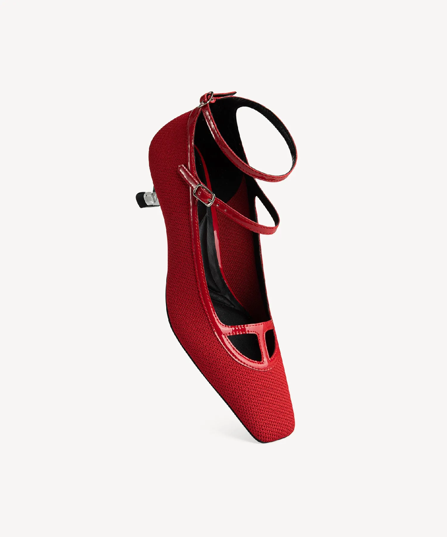 Elegant Square Toe Strap Heeled Pumps