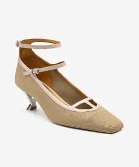 Elegant Square Toe Strap Heeled Pumps