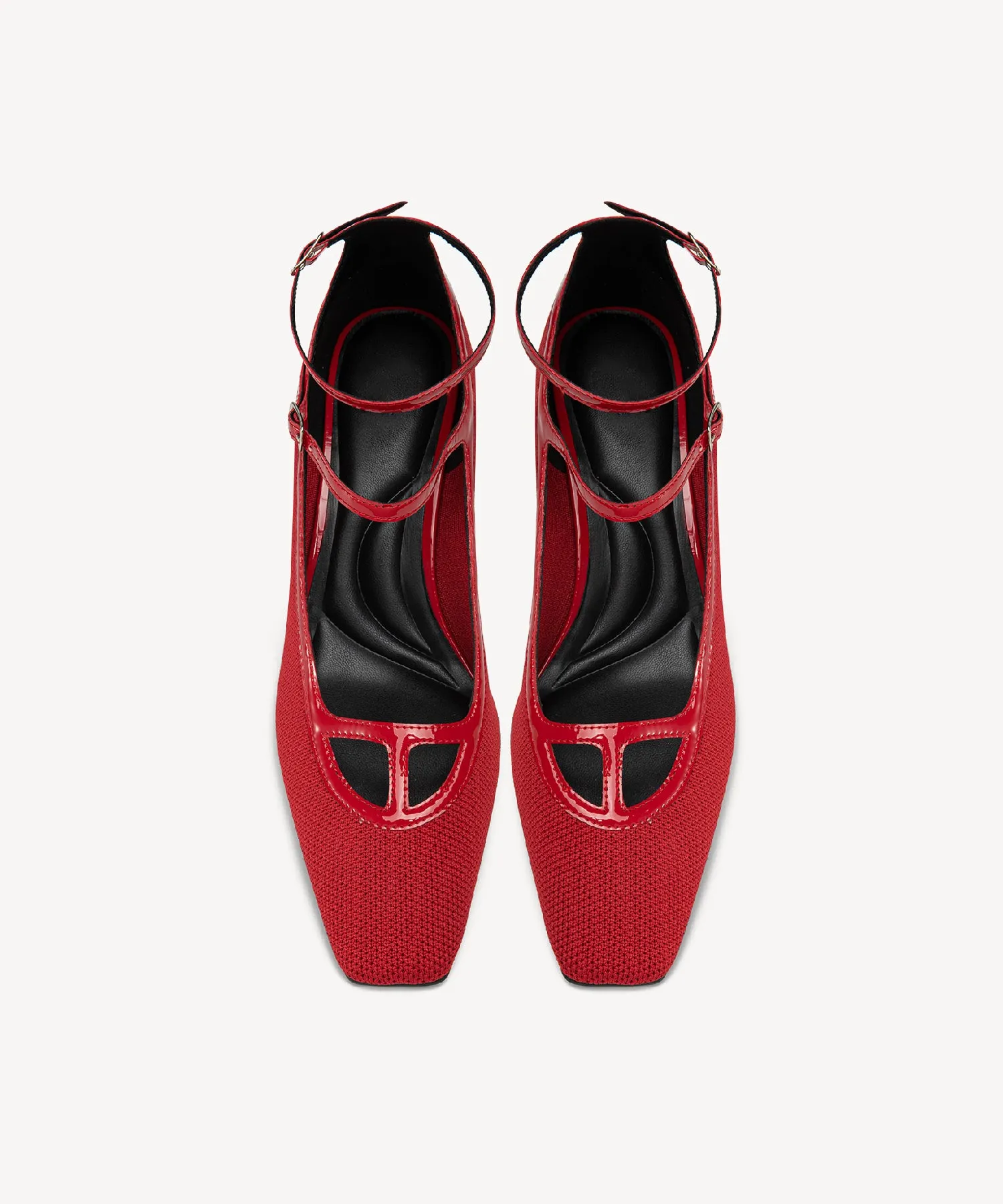 Elegant Square Toe Strap Heeled Pumps
