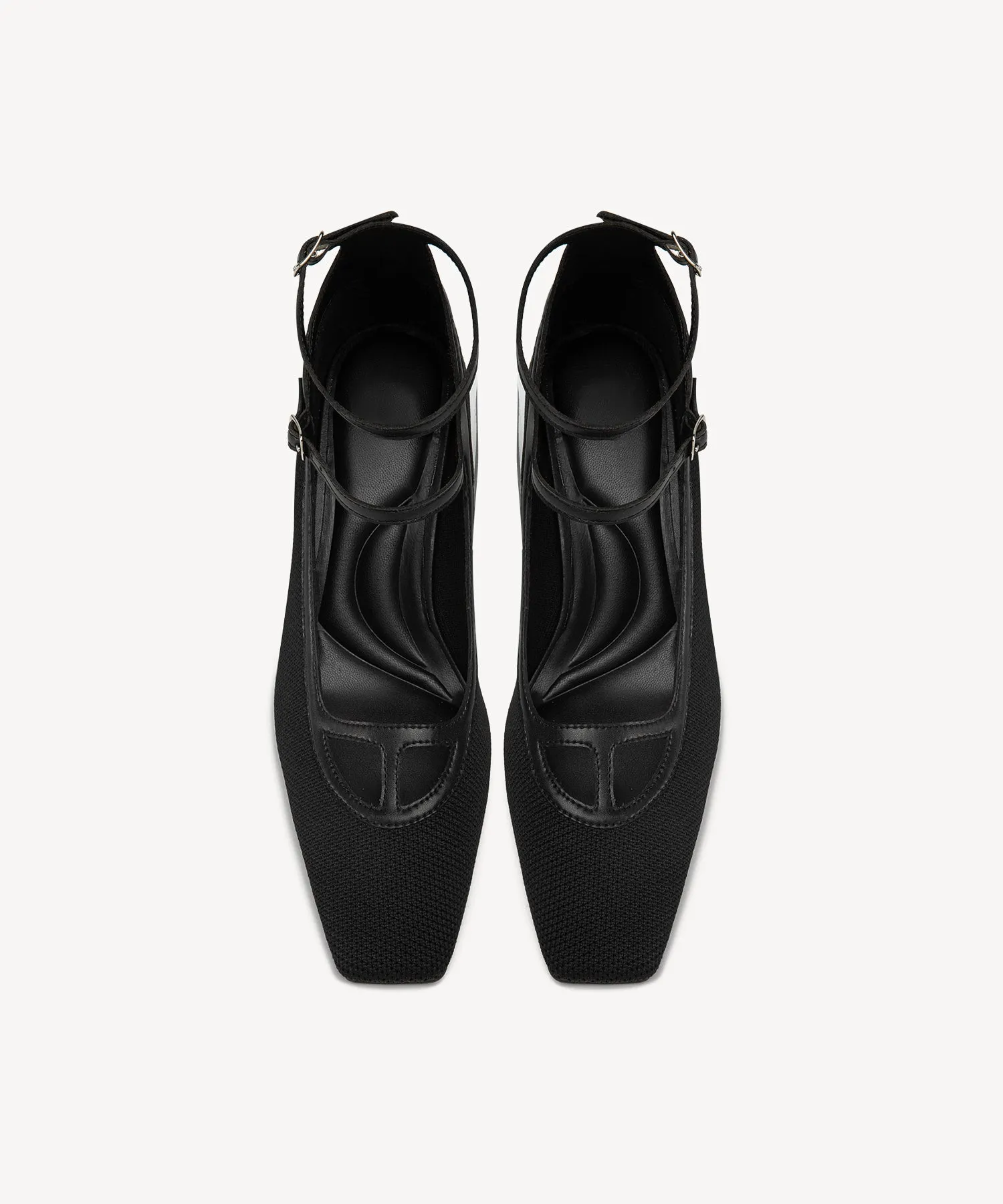 Elegant Square Toe Strap Heeled Pumps