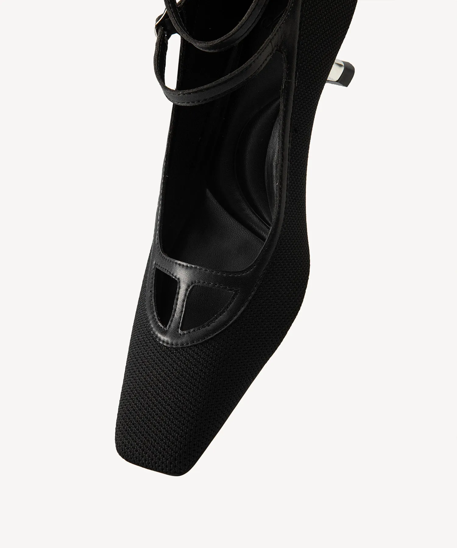 Elegant Square Toe Strap Heeled Pumps