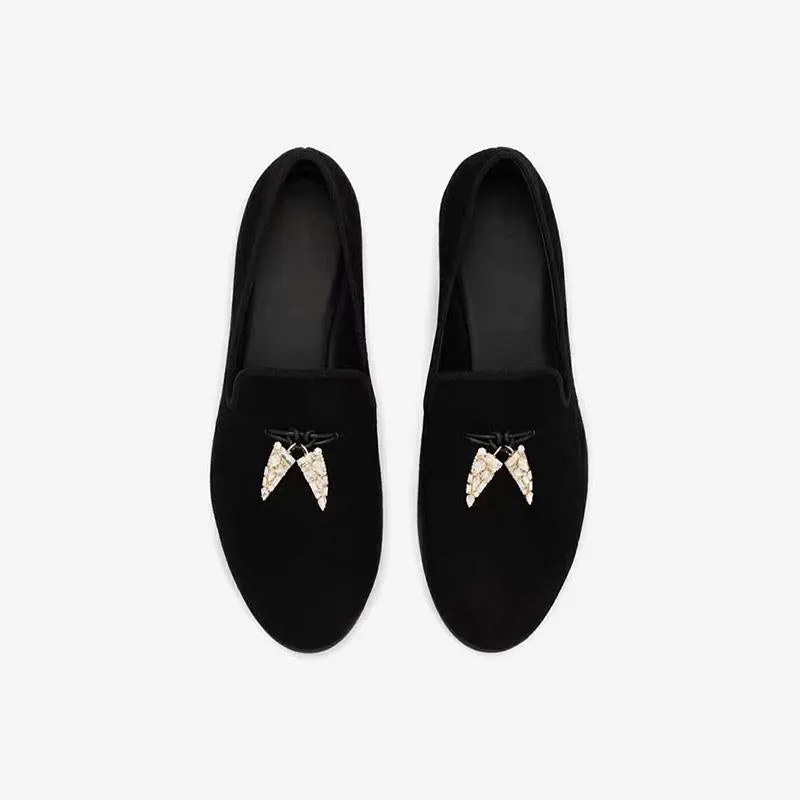 Loafers with Metallic Insect Accents