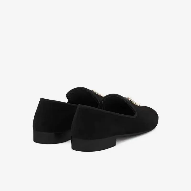 Loafers with Metallic Insect Accents