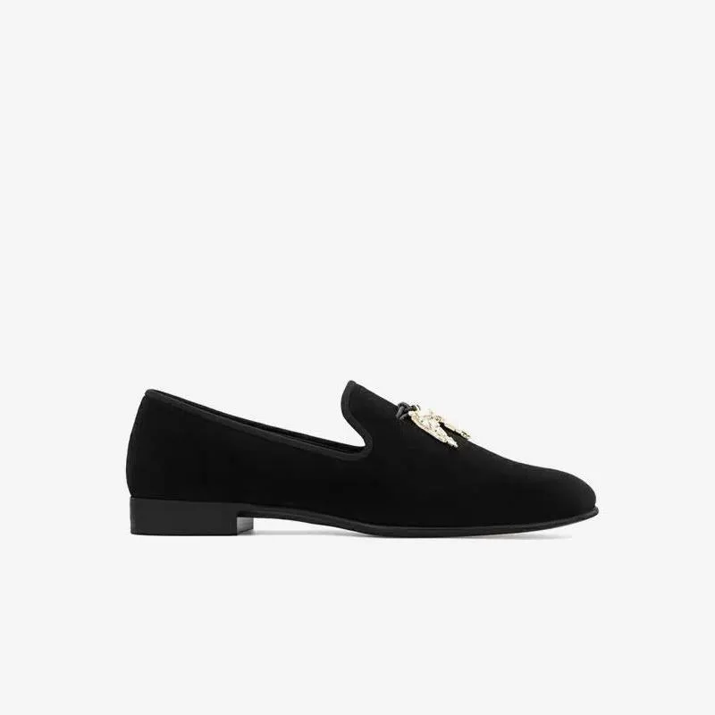 Loafers with Metallic Insect Accents
