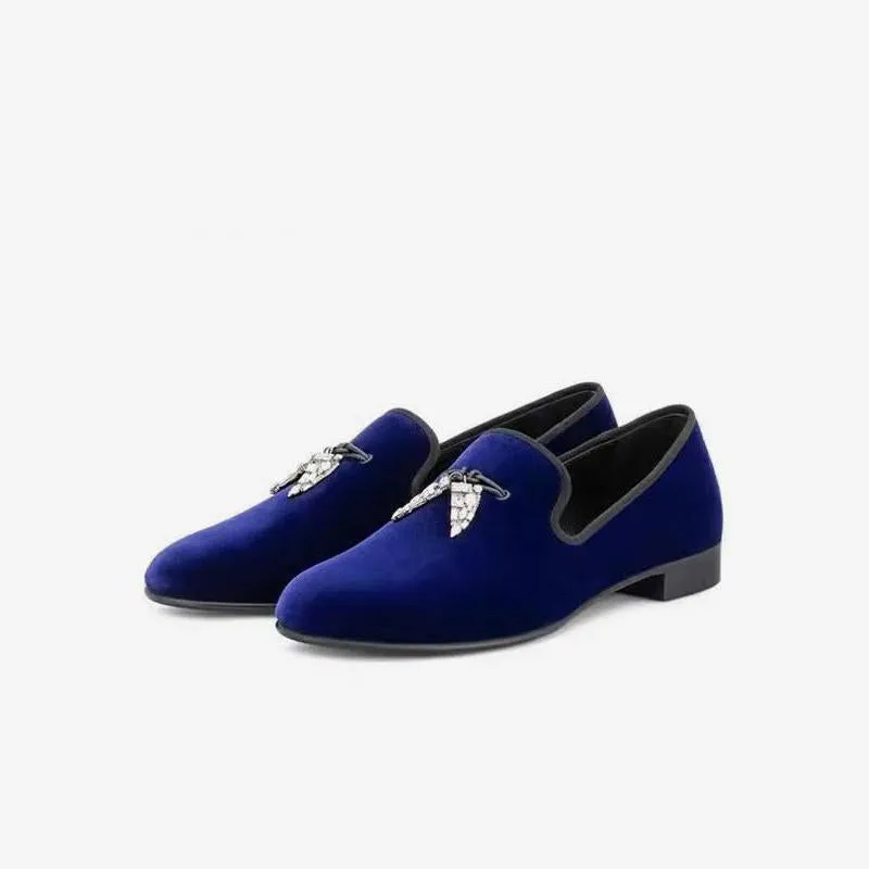 Loafers with Metallic Insect Accents