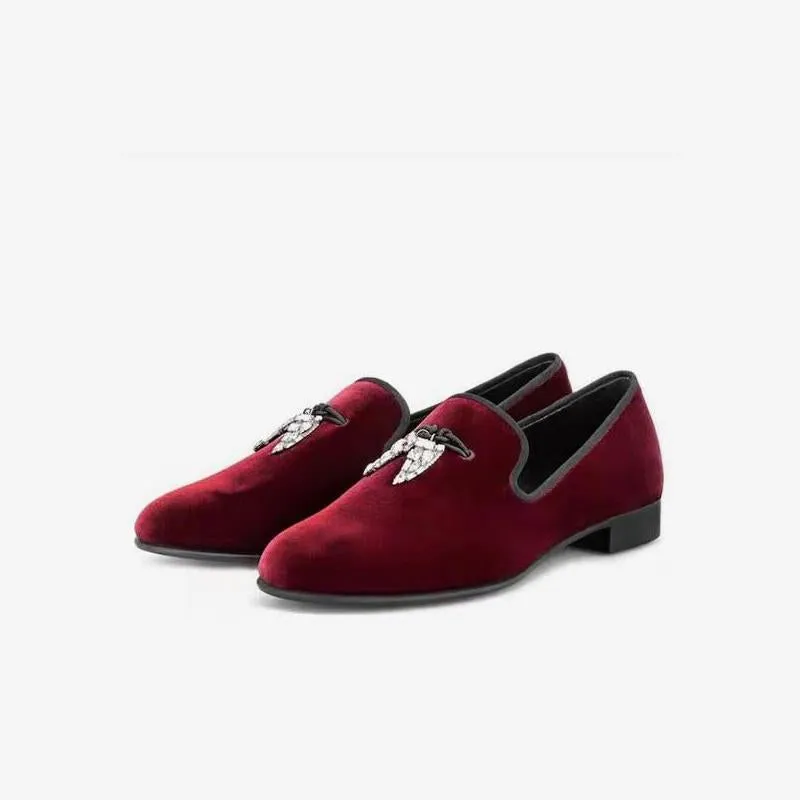 Loafers with Metallic Insect Accents