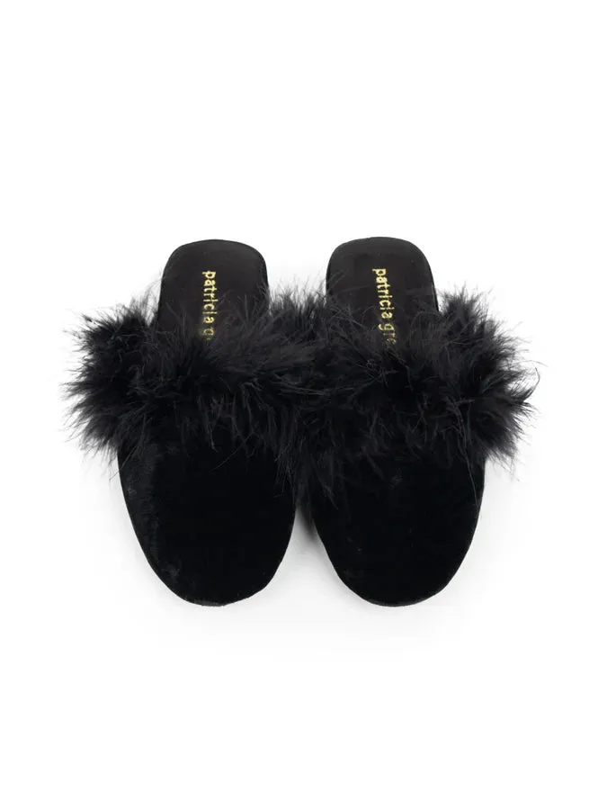 Patricia Green - Party Velvet Feather Slippers