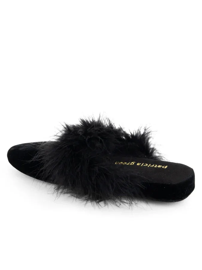 Patricia Green - Party Velvet Feather Slippers