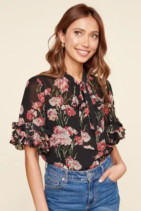 Sweet Blossom Lida Tie Neck Top